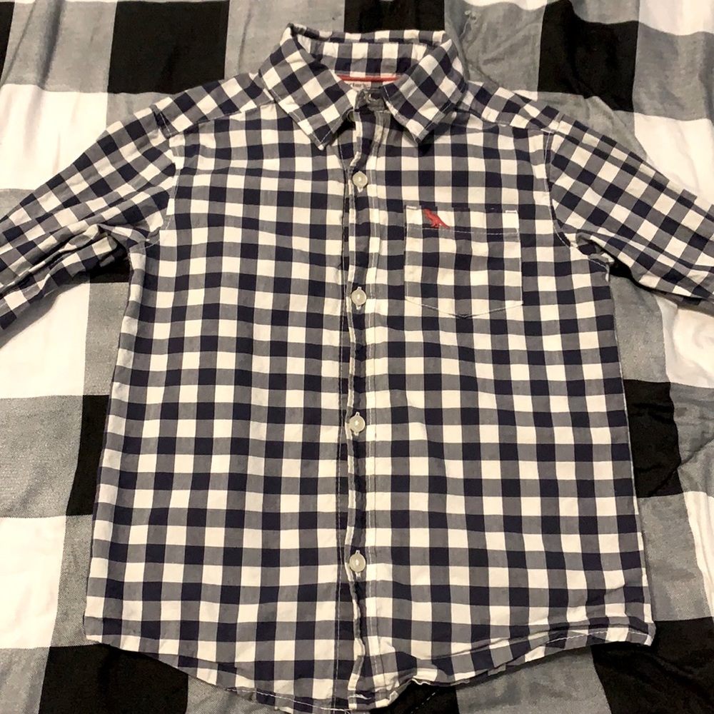 Carter’s navy Buffalo plaid button shirt 🦬